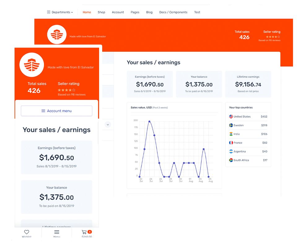arka dashboard ecommerce platform